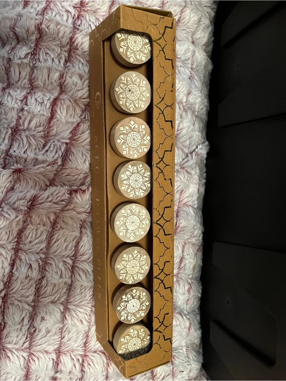 Handcrafted Wooden Drawer Knobs with White Mandala Inlay 14